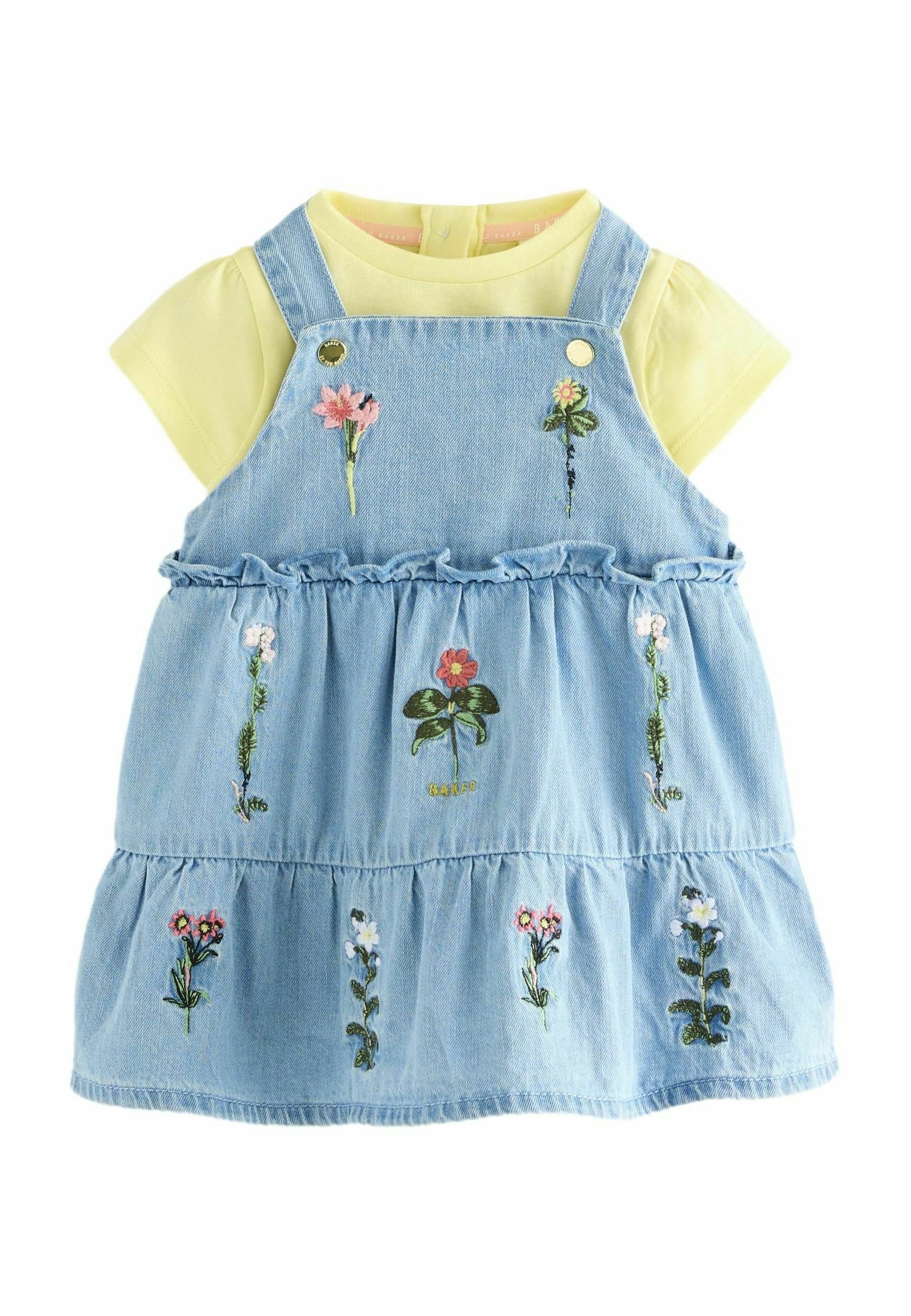 Baker by Ted Baker REGULAR FIT FLORAL EMBROIDERED SET - Denim dress - blue  - Zalando