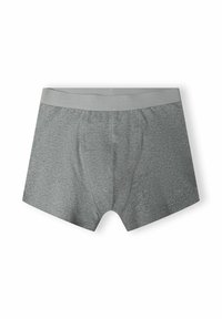 Grå bomullsboxershorts har en mjuk midja med påpräglat ordet "RESPEKT", vilket ger en slät yta och en klassisk design.