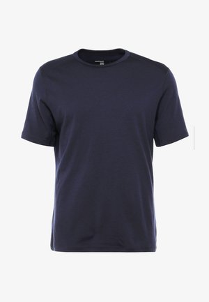 Navy blue short-sleeve t-shirt made of cotton, featuring a round neckline, contrasting stitching, and a relaxed fit. Simple design without logos.