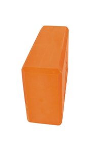 Rektangulär block i stark orange, tillverkad av solidt material med en slät yta, med plana kanter och utan synliga mönster eller hårdvara.