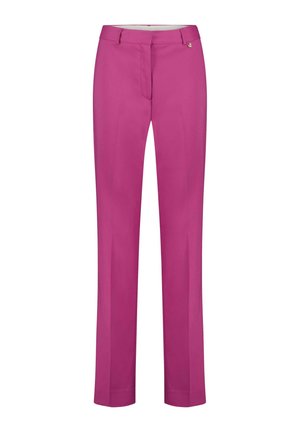 Fuchsia rechte pijpen broek met een gladde textuur, riemlussen en een enkele voorke pocket. Kenmerkt zich door een klein logo accent nabij de tailleband.