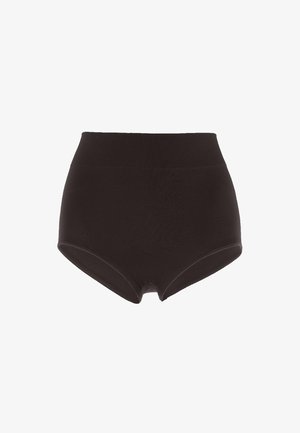 Mutandine nere a vita alta realizzate in un tessuto morbido, con una ampia fascia elastica in vita e un design senza cuciture per il massimo comfort.