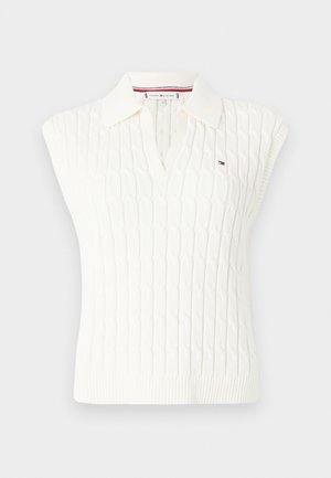 Tommy Hilfiger CABLE OPEN - Pikeepaita - ivory silk