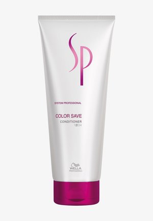 Biała tubka odżywki Wella Professionals System Professional Color Save z różową zakrętką i logo na jednolitym tle.