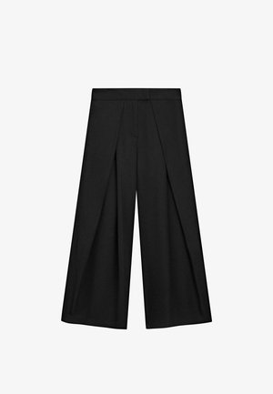 Sorte vide cropped bukser med forreste folder og høj talje.