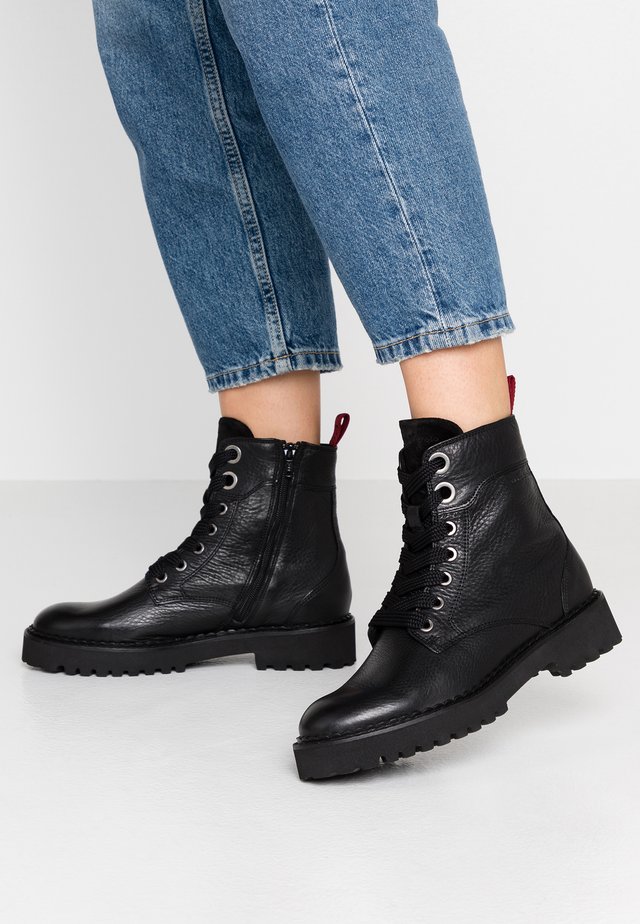 Lace-up ankle boots - black