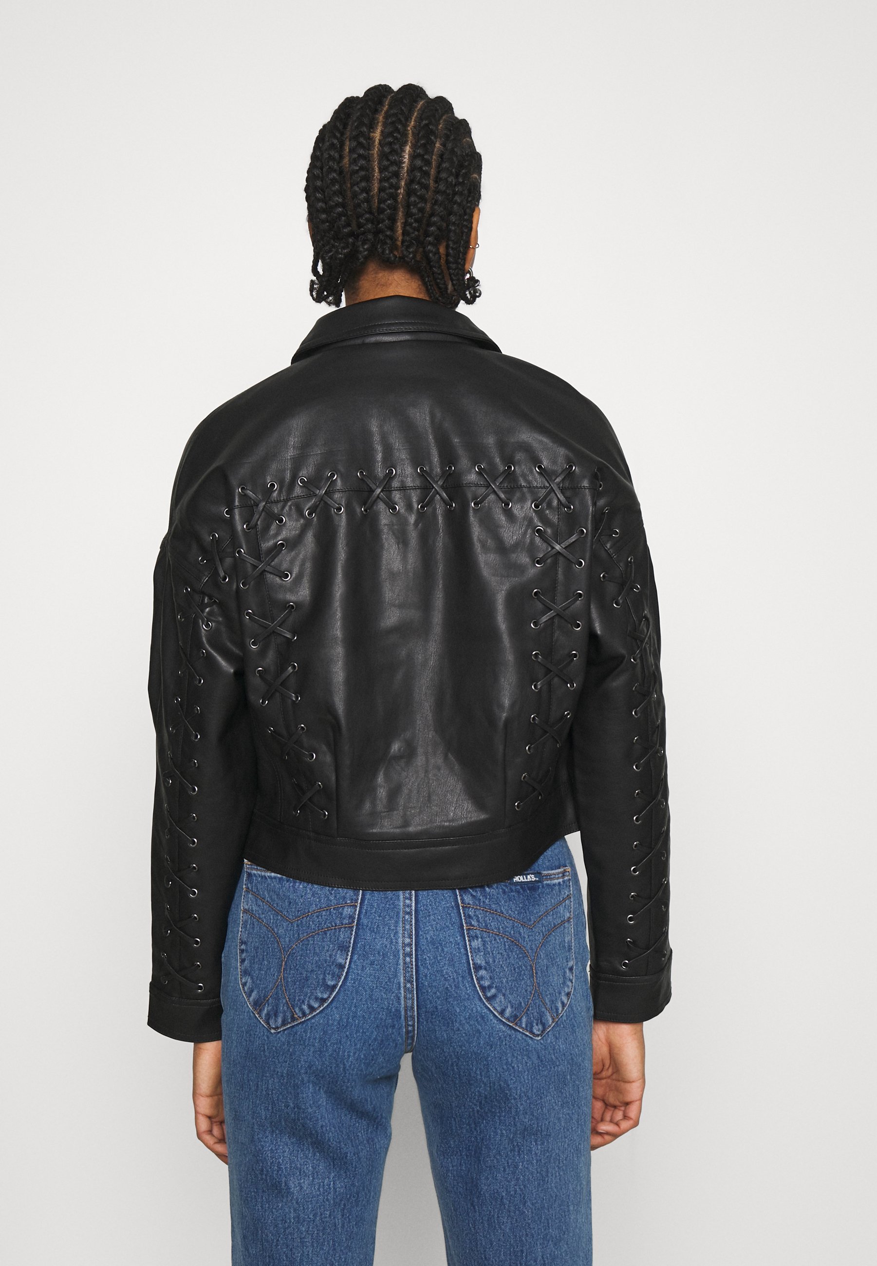 topshop black leather jacket