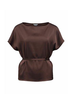 Object, TOP SATIN BELTED - Blouse - seal brown