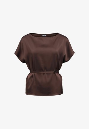 Object, TOP SATIN BELTED - Blouse - seal brown