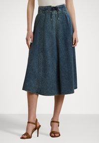 Lauren Ralph Lauren Petite DENIM DRAWCORD MIDI SKIRT - Jeansskjørt - haze wash