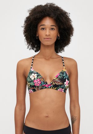 TRIANGLE - Top de bikini - black/multi-coloured