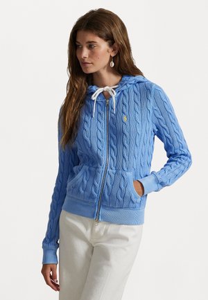 Polo Ralph Lauren CABLE KNIT COTTON FULL ZIP HOODIE - Cardigan - harbor island blue