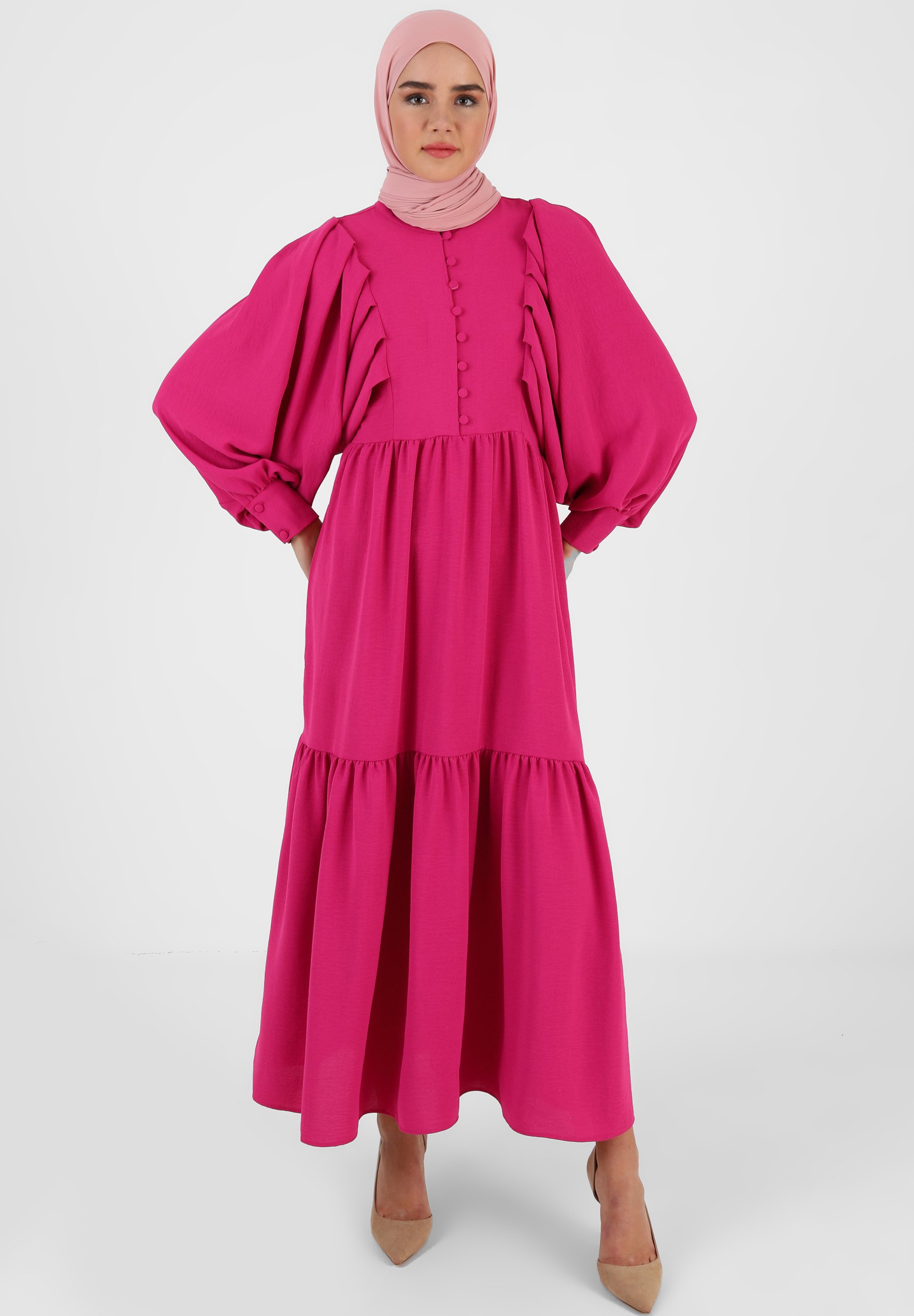 Modanisa CREW NECK MODEST CASUAL - Maxi dress - mauve - Zalando.ie