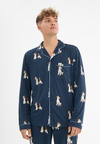 Chelsea Peers STRIPE DOG LONG BUTTON UP SET - Yöasusetti - dark blue