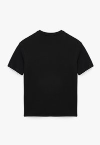Sort kortærmet t-shirt med rund hals, lavet af glat bomuldsstof, med et enkelt, ensfarvet design og standard pasform.