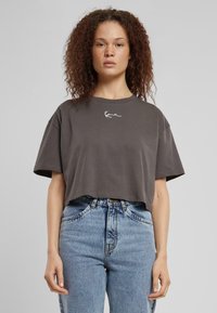 Karl Kani - SMALL SIGNATURE ESSENTIAL CROP TEE - Tričko s potlačou - anthracite Miniatúrny obrázok 1