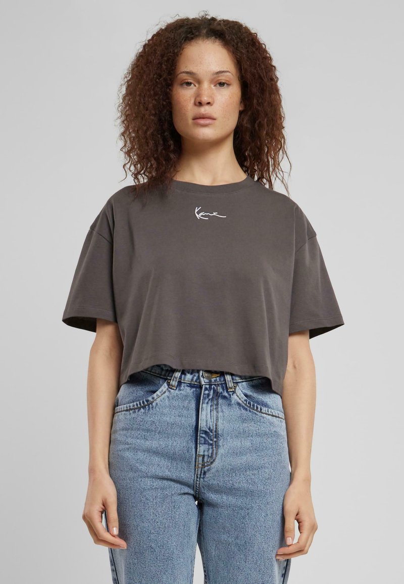 Karl Kani - SMALL SIGNATURE ESSENTIAL CROP TEE - Camiseta estampada - anthracite, Ampliar