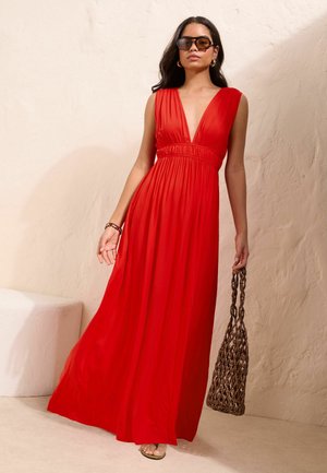 Friends Like These, REGULAR FIT - V-NECK PLUNGE SLEEVELESS MAXI DRESS . - Maxi-jurk - red
