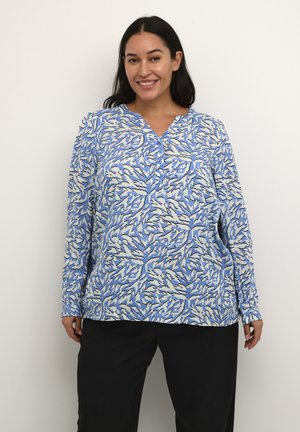 Kaffe Curve Blusa - blue white graphic animal