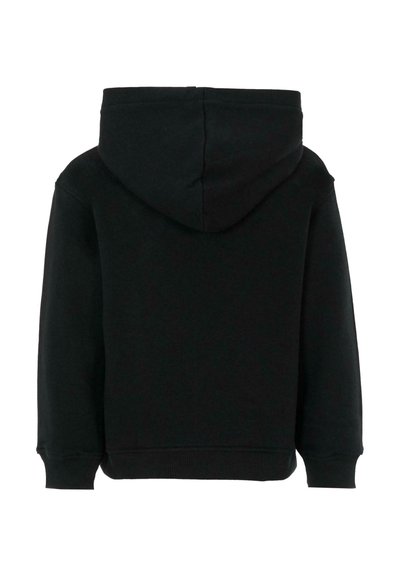 Felpa nera con cappuccio, realizzata in tessuto morbido, con polsini ed orlo elasticizzati. Design semplice con una singola cucitura sulla schiena e senza loghi visibili.
