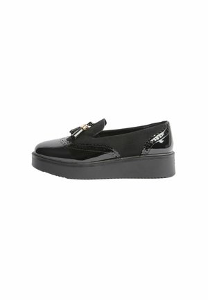 Lipsy, CHUNKY WEDGE TASSLE BROGUE DETAIL SLIP ON SCHOOL SHOES LOAFERS - Slipper - black