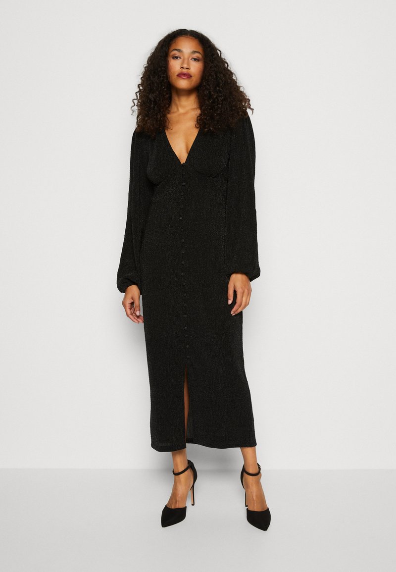 Gina Tricot GLITTER BUTTON DOWN DRESS Jersey dress black Zalando.ie