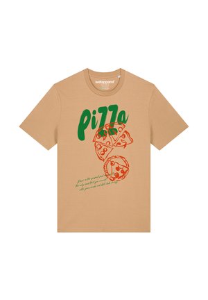 watapparel, PIZZA - T-shirt print - latte