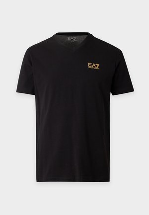 EA7 Emporio Armani, TRAIN CORE TEE - Тениска с щампа - black/gold-coloured