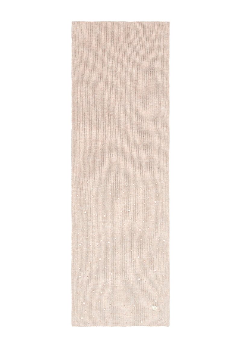 Scaldamano in morbido rosa con una texture a coste e perline luminose sparse per un tocco in più. Forma rettangolare allungata con una leggera lucentezza.