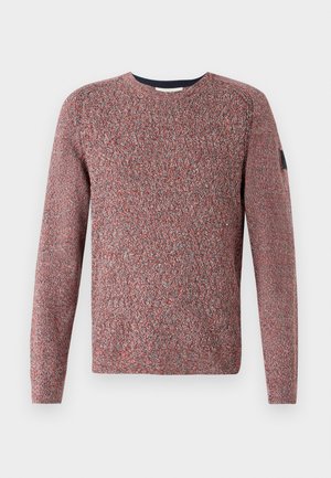 TOM TAILOR STRUCTURED MULTICOLOR CREW NECK - Svetr - red/green/multi coloured
