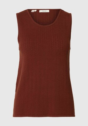 Selected, KNITTED TOP SLEEVELESS - Débardeur - cherry mahogany