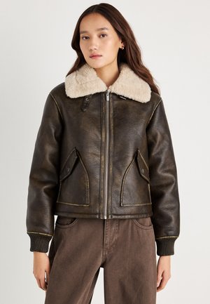 THEODORA - Veste en similicuir - dark grey marl