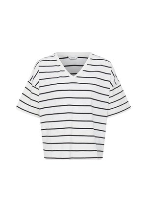 b.young, BYPANDINNA VNECK - T-shirt con stampa - meteorite white stripe