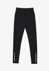 FULL LENGTH HIGH RISE LEGGINGS WITH REFLECTIVE STRIP - Leggingek - black