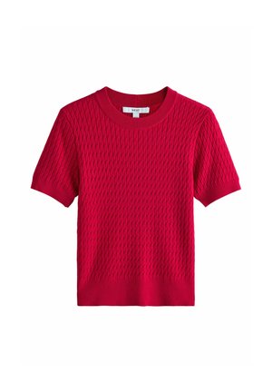 Next, REGULAR FIT - CABLE KNIT SHORT SLEEVE JUMPER - Tričko s potlačou - red
