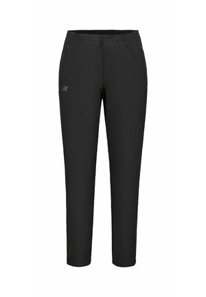 Pantalon de sport noir avec une taille élastique, des poches zippées et des jambes fuselées. Confectionné en tissu lisse et léger pour le confort.