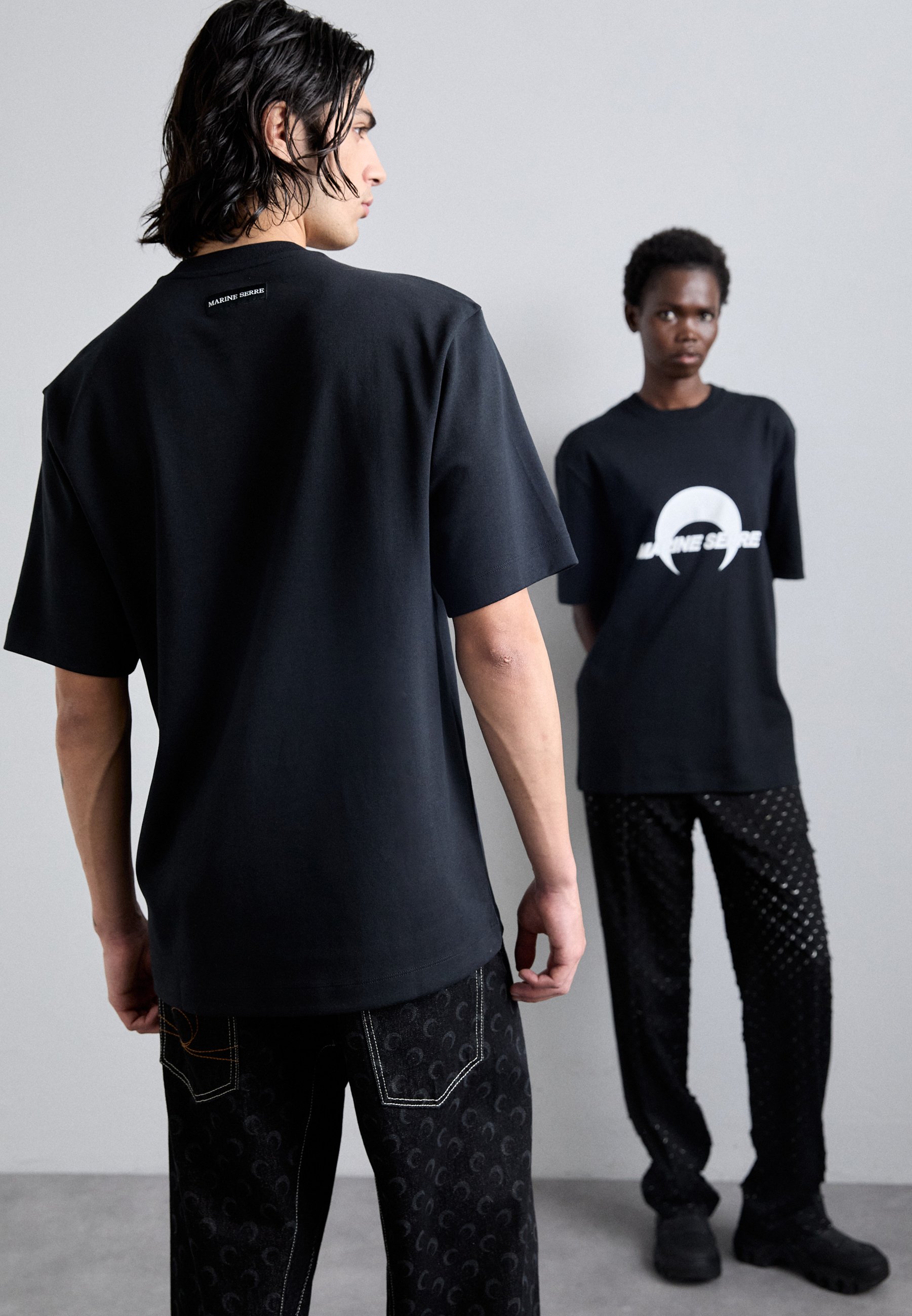 Tシャツ・カットソー MARINE SERRE Men T-shirt Black MTT081ACJER0011 BK99 MARINE SERRE(マリーンセル) Tシャツ・カットソー(メンズ