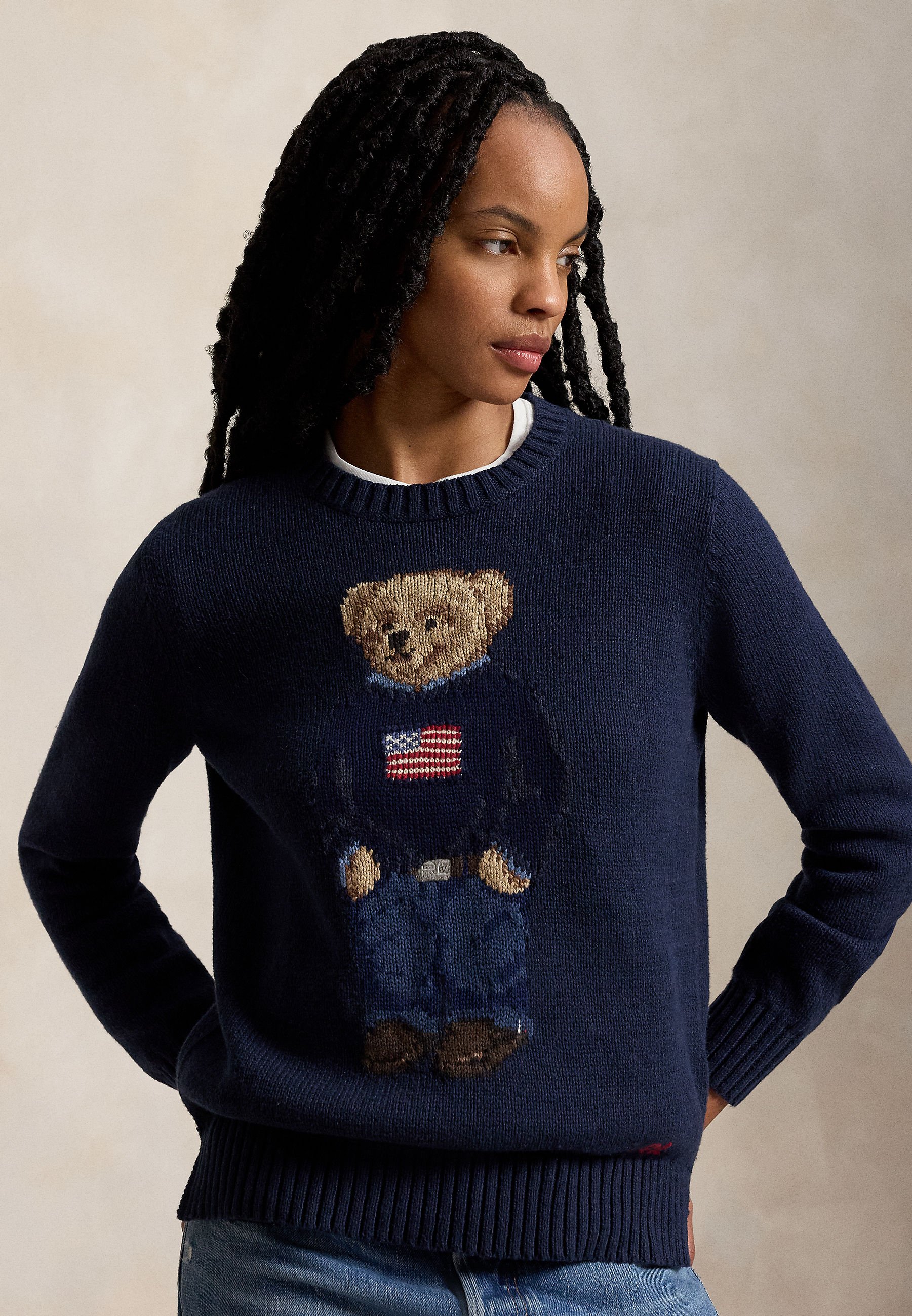 Polo Ralph Lauren POLO BEAR COTTON LINEN SWEATER - Jumper - navy 
