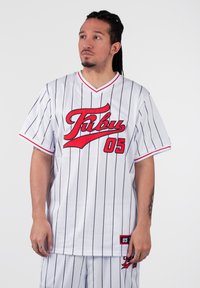 FUBU - VARSITY PINSTRIPED - T-shirt med print - white/red/black Miniatyrbild 1