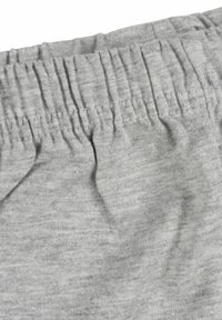 Tessuto di cotone grigio con una texture morbida, caratterizzato da un cinturino elastico con cuciture arricciate e un design semplice. Senza motivi o accenti.