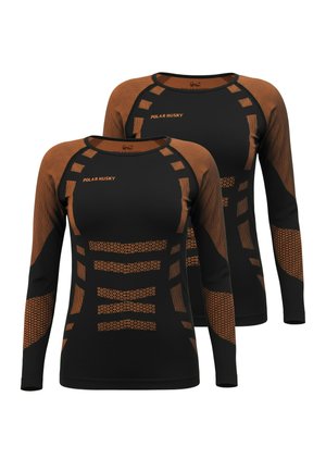 2 PACK THERMO LANGARM - Unterhemd/-shirt - orange/schwarz
