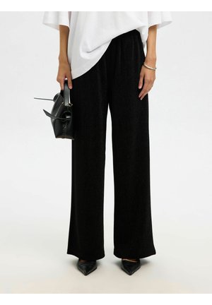 HIGH WAIST  GLITZER - Hlače - black