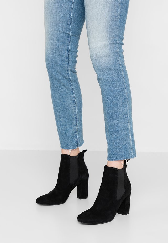 LEATHER HIGH HEELED ANKLE BOOTS - High heeled ankle boots - black