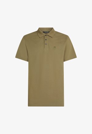 Khaki polo shirt in cotton with a classic collar, three-button placket, and embroidered logo on the chest. Short sleeves with a regular fit.