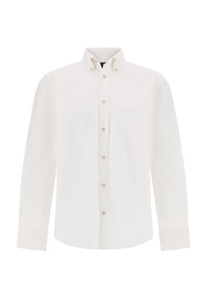 Valkoinen pitkähihainen puuvillapaita. Sisältää napitettavan kauluksen, rintataskun ja etunappilukituksen. Silkkinen rakenne.