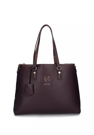 Borsa a spalla in pelle marrone scuro con doppio manico, logo dorato "Gattinoni Roma" sul davanti e un piccolo tag in pelle attaccato.