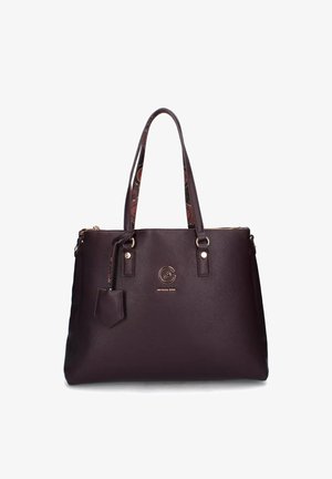 Borsa a spalla in pelle marrone scuro con doppio manico, logo dorato "Gattinoni Roma" sul davanti e un piccolo tag in pelle attaccato.