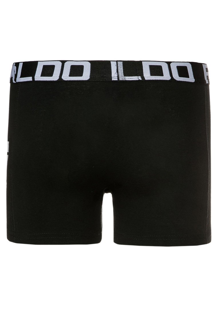 Boxer neri realizzati in un tessuto morbido e elasticizzato. Presentano una vita elastica ampia con la scritta "ALDO" stampata in bianco. Design con gamba corta.