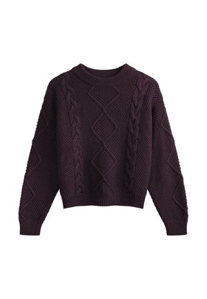 MELA, DAMEN ZOPFMUSTER STRICKPULLOVER SAMAIRA - Jumper - elderberry melange