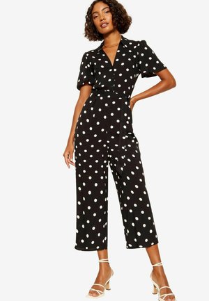 REGULAR FIT - COLLAR BUTTON THROUGH CULOTTE  - Kezeslábas - black